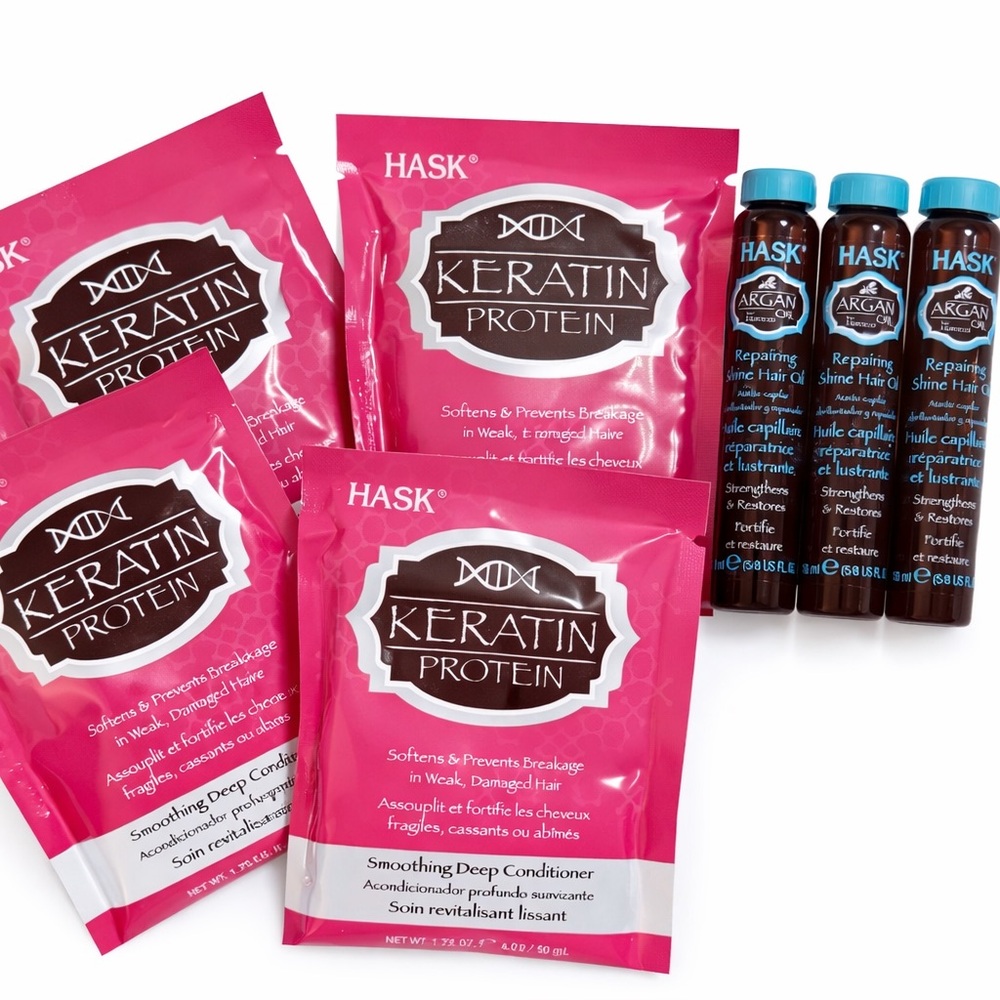 (LOT of 7) HASK ~Argan Oil (3) + Keratin Protein Conditioner (4) 
Hair Care Set